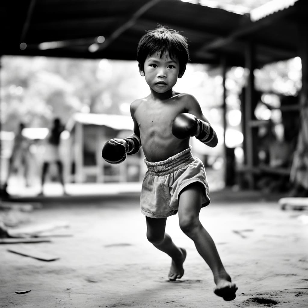 Manny Pacquiao young black white photo