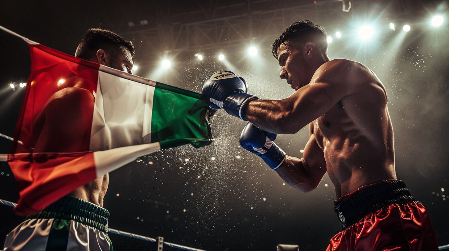 bierglas Italian Boxing Style boxing match with italian flags 3a513d67 b5e6 4a17 97c7 0fc051aad614