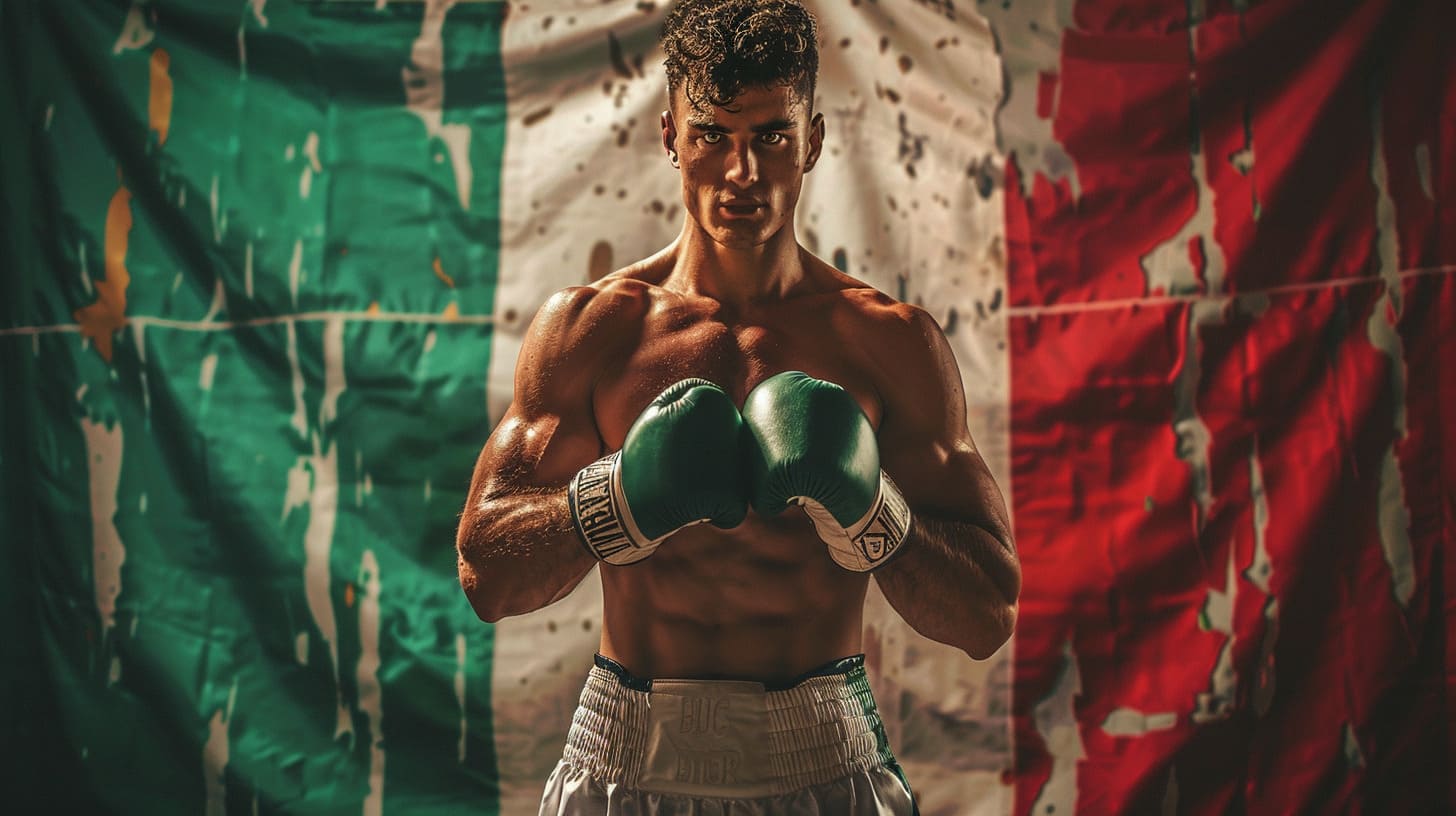 bierglas Italian Boxing Style fighter in front of the italian f 66d8a268 c526 4908 9ac9 5301f573f507
