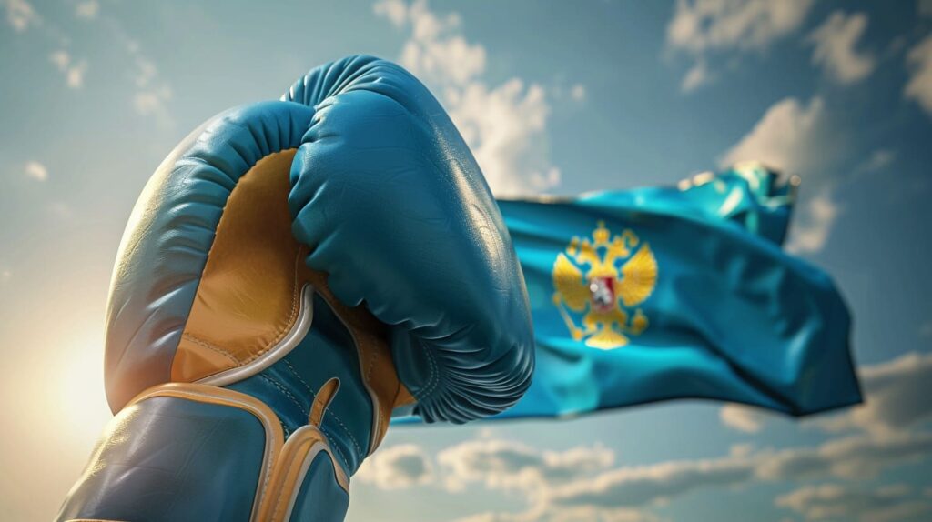 bierglas Kazakhstan Boxing Style with kazakh flag b05abf4a 6ab7 45b1 a129 ec3097af8626