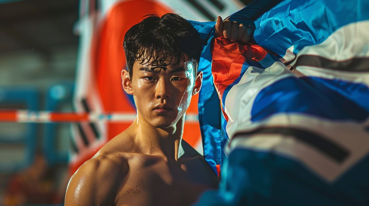 bierglas Korean Boxing Style with korean flags f2996faf 481c 470c 808d 12f3f5238220