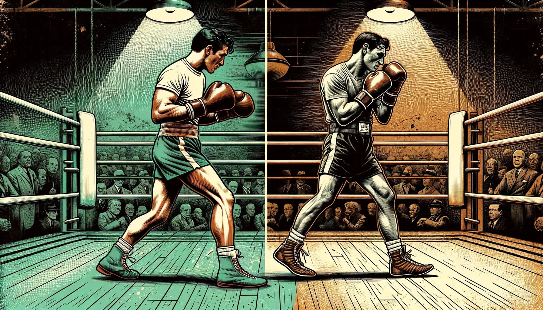contrasting styles of boxing one representing